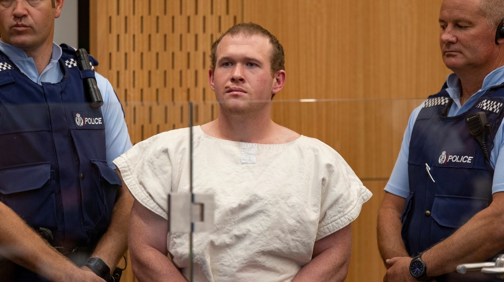 Brenton Tarrant, charged for murder in relation to the mosque attacks, is seen in the dock during his appearance in the Christchurch District Court, New Zealand March 16, 2019