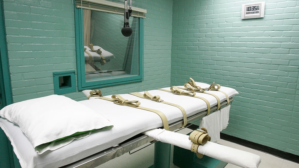 A gurney at a jail in Huntsville, Texas where executions take place.