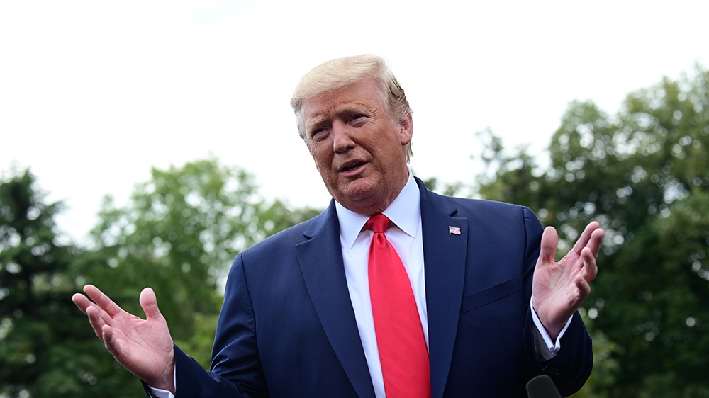 U.S. President Donald Trump speaks to reporters at the White House before departing to Fayetteville, North Carolina in Washington, U.S. September 9, 2019. REUTERS/Erin Scott