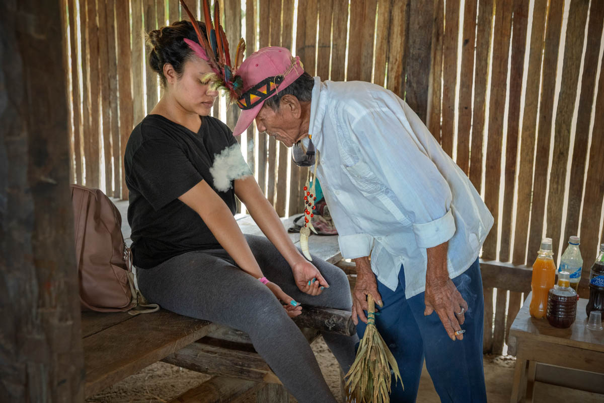 “The indigenous traditional medicine nourish from the plants of the jungle. Mainly, we use the tobacco as a healing plant, we prepare ointments and drinks like the Anyiroba for rheumatism, Agua Florid