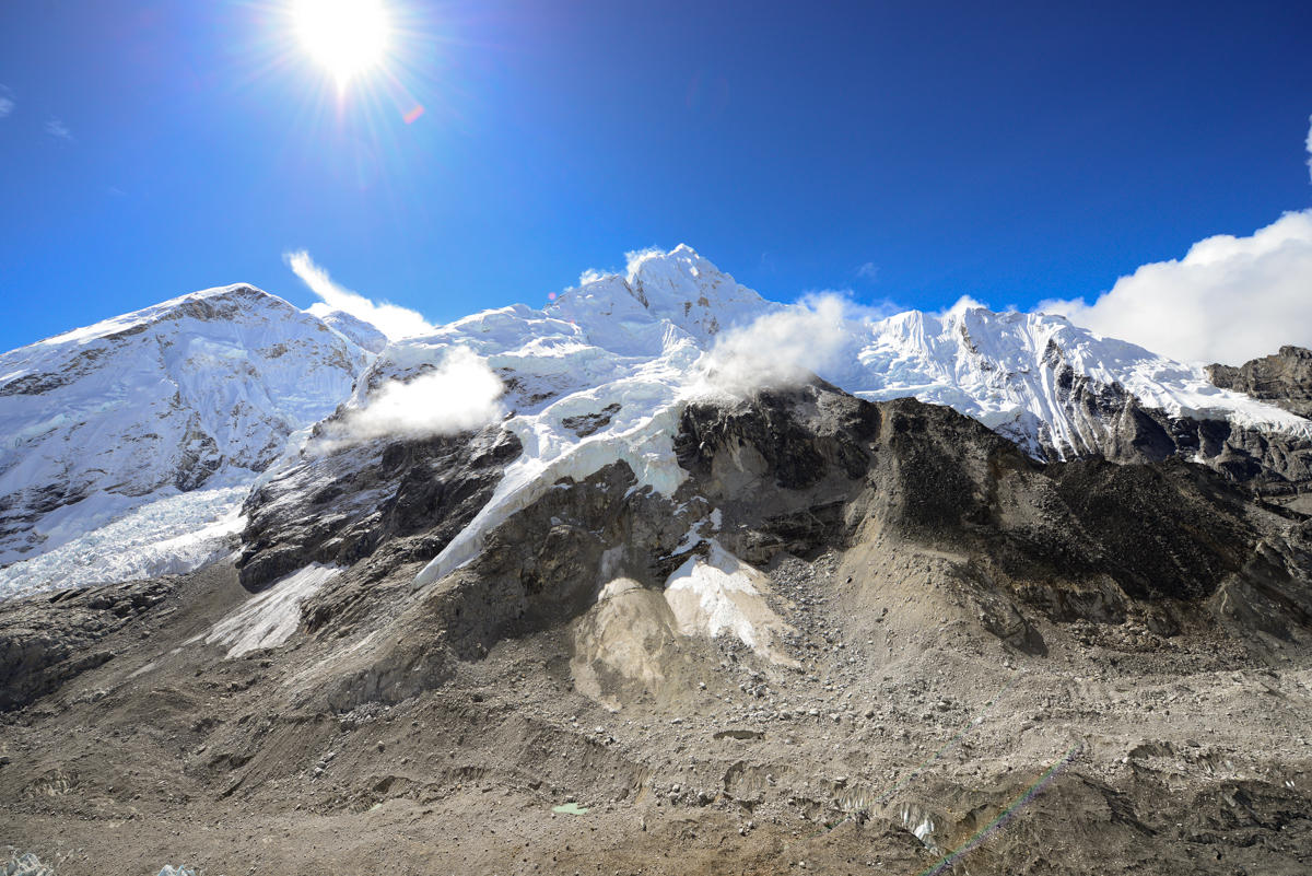 A warming climate increases the chance of an avalanche or icefall, particularly where glaciers curl over a cliff edge. First Aid Responder Sudip Lingthep says they’ve become more frequent since his fi