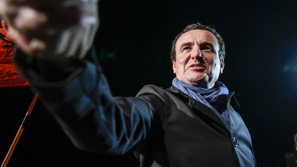 Leader of the Vetevendosje Party and prime ministerial candidate Albin Kurti  [Atdhe Mulla/Al Jazeera]
