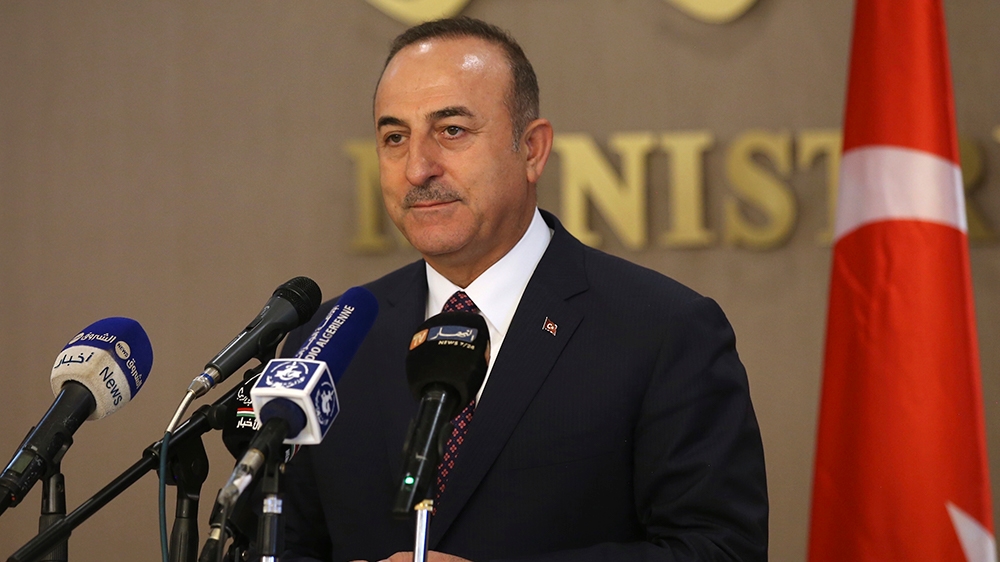 Turkey''s Foreign Minister Mevlut Cavusoglu speaks to the media during a joint news conference with Algeria''s Foreign Minister Sabri Boukadoum, in Algiers, Algeria, Wednesday, Oct. 9, 2019. Cavusoglu s