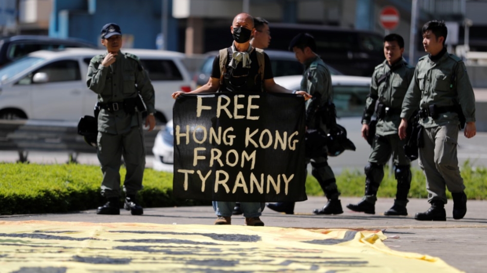 Hong Kong protester before Carrie Lam address