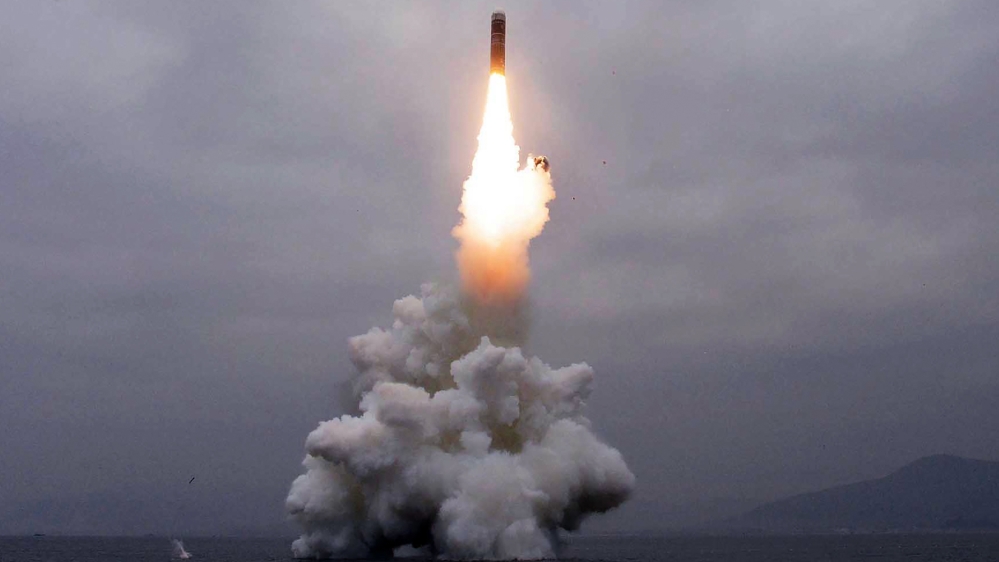 This picture taken on the morning of October 2, 2019 and released by North Korea''s official Korean Central News Agency (KCNA) on October 3, 2019 shows the test-firing of "the new-type SLBM Pukguksong-