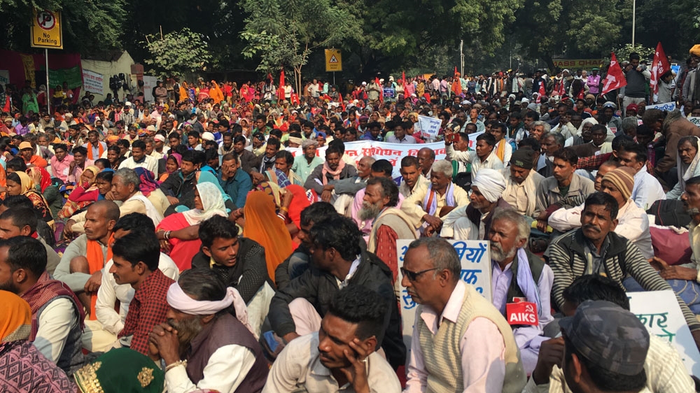 India forest dwellers protest in New Delhi