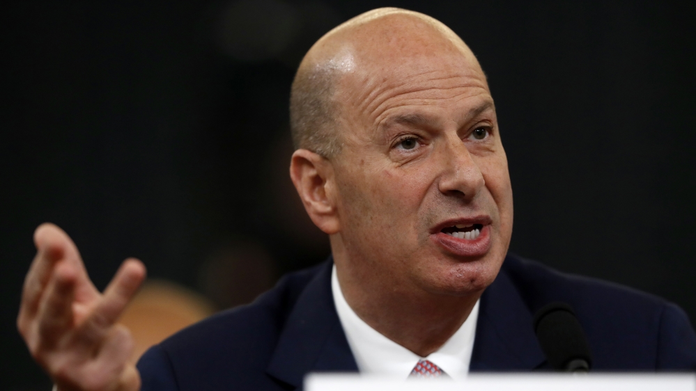 U.S. Ambassador to the European Union Gordon Sondland gives his opening statement as he testifies before the House Intelligence Committee on Capitol Hill in Washington, Wednesday, Nov. 20, 2019, durin