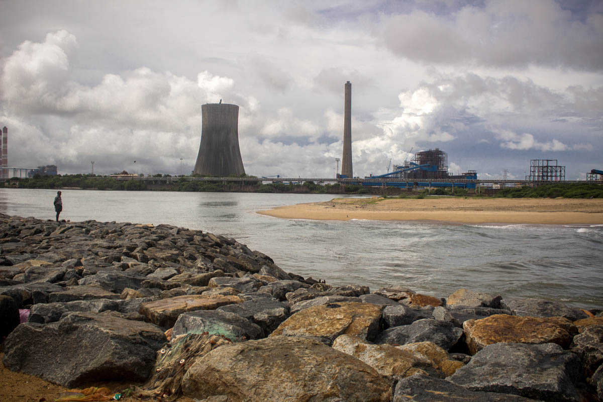 Thermal power plant towers over the sea and the entire landscape at Ennore. LC Raji, Secretary, Nettukuppam Fishermen Welfare Board, is a fisherman who has been doing fishing here from 20-30 years. “B