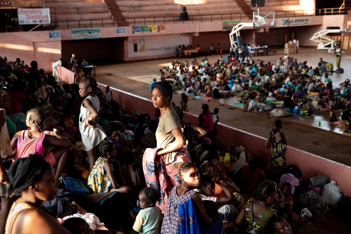Hundreds of women and children have been temporarily relodged at the Omnisport Stadium. As it is a private space, and used for a lot of activities, they have been moved back to sites made of tents, an