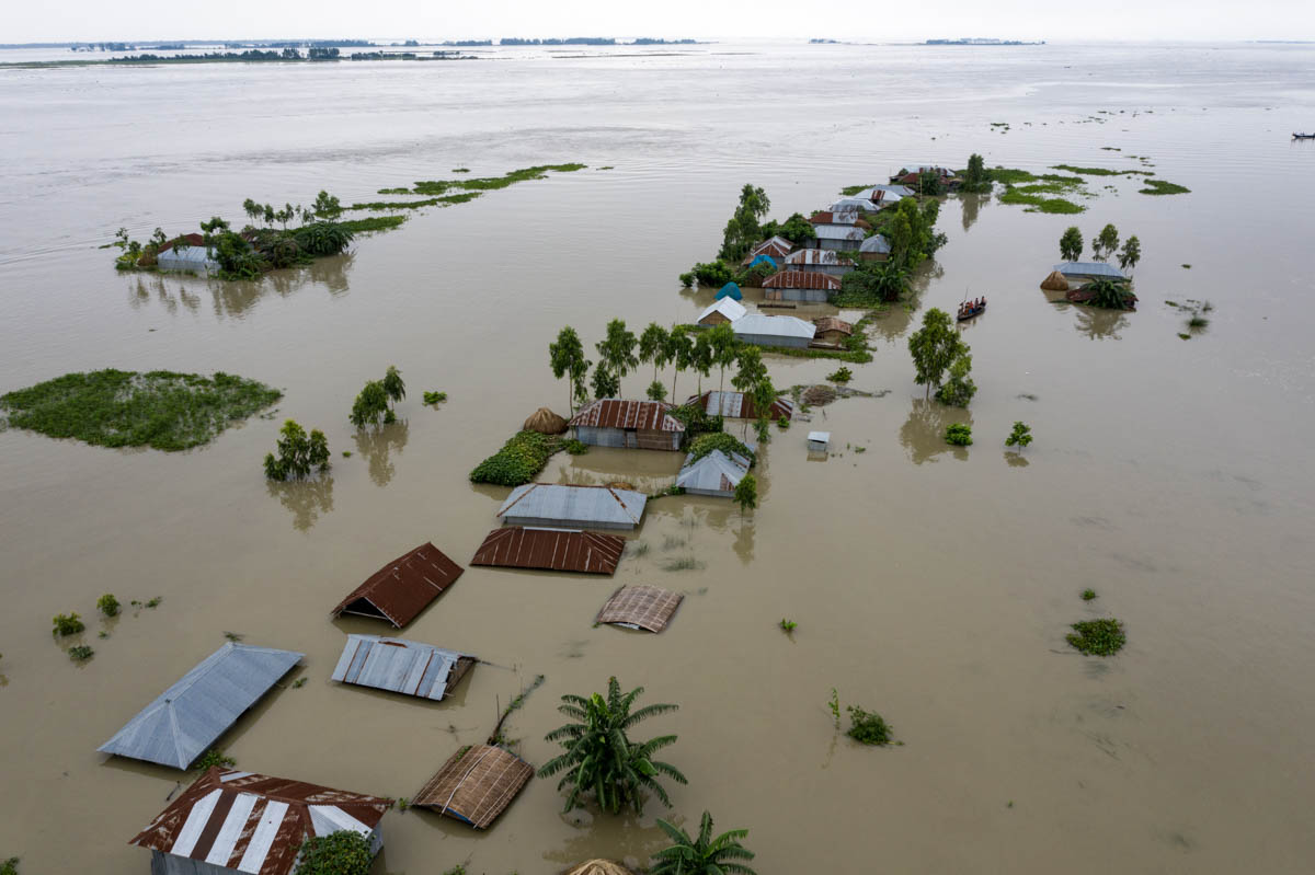 The flood situation in the nine upazilas of the Kurigram district has worsened more due to heavy rainfall and upstream flow of floodwater. Over three lakh people of 72,480 families of nine upazilas ha