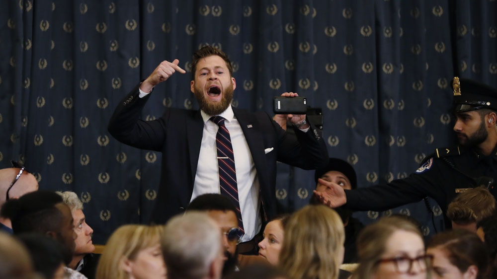 protester impeachment hearing