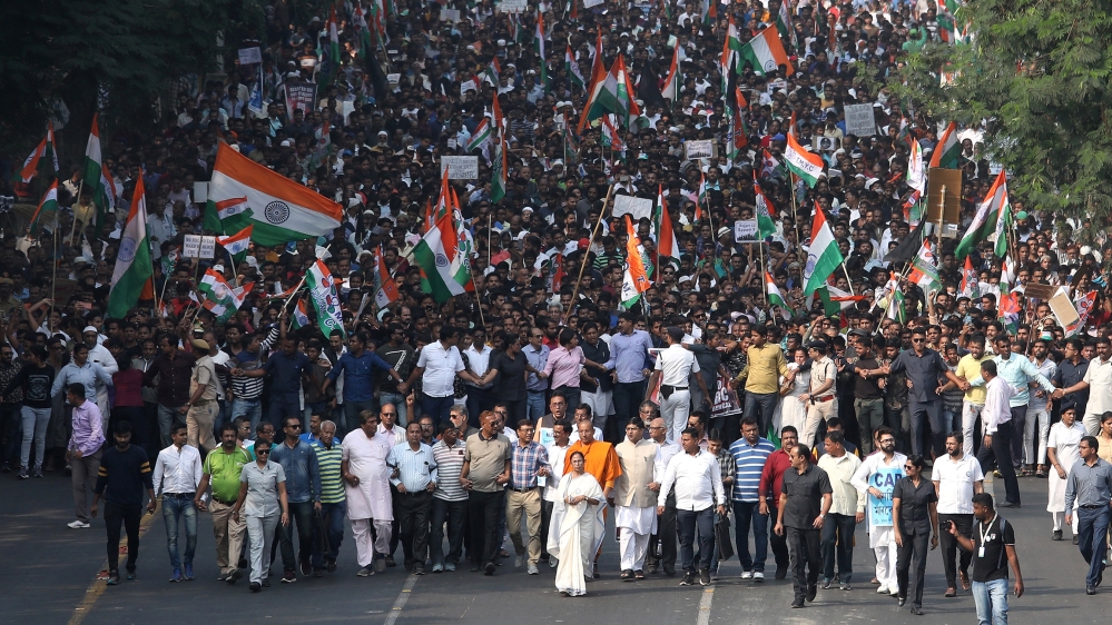 Mamata Banerjee, the Chief Minister of West Bengal, and her party supporters attend a protest march against the National Register of Citizens (NRC) and a new citizenship law, in Kolkata, India, Decemb