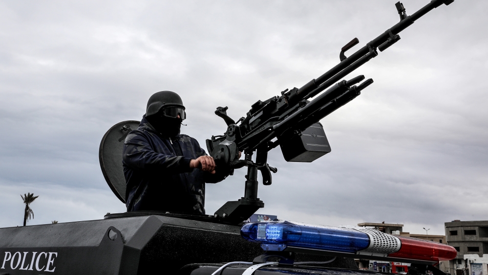 A member of the central security support force holds a weapon during the security deployment in the Tajura neighborhood, east of Tripoli, Libya December 30, 2019. REUTERS/Ismail Zitouny