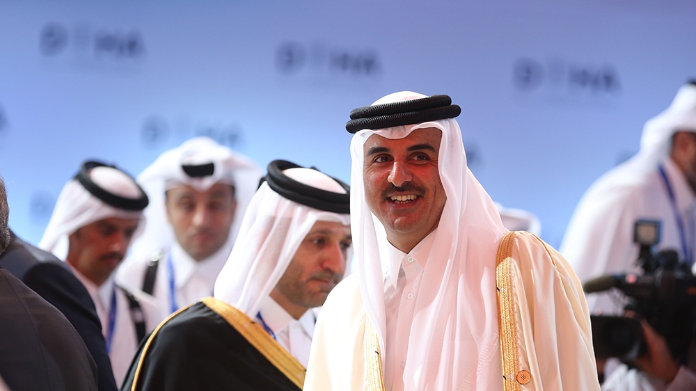 Tamim ben Hamad Al Thani, Emir of Qatar, attends the Doha Forum 2019 at the Sheraton Grand Doha Resort & Convention Hotel in Doha, Qatar, December 14th of 2019. (Photo credit should read "PATRICK BAZ/