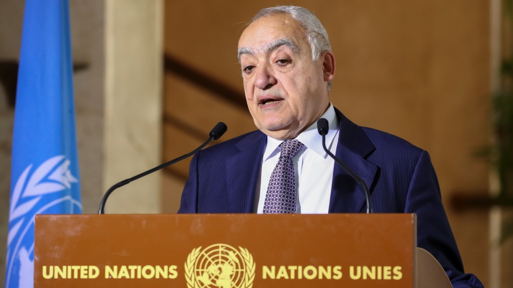 U.N. Envoy for Libya, Salame holds a news briefing in Geneva