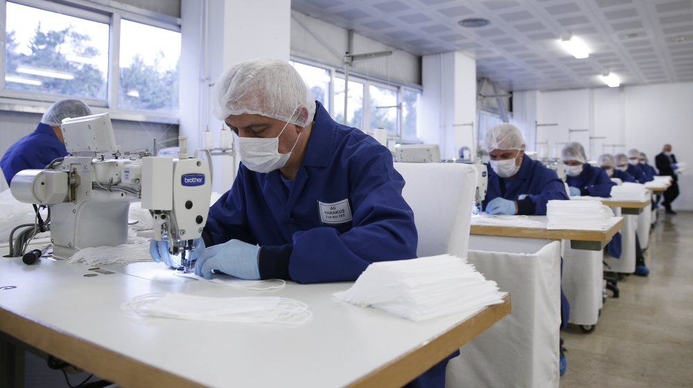 Protection mask production from Turkish Gendarmerie