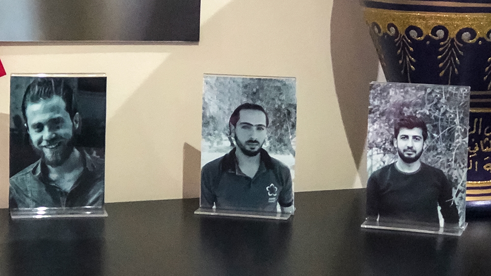 Three aid workers from Violet organization killed three months ago [Linah Alsaafin/Al Jazeera]