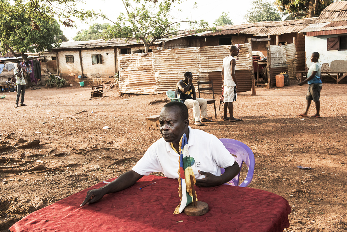 Marc Sandoumbé in the place where he judges people charged of sorcery in Bangui, Fatima district. Marc Sandoumbé is Chief District of Fatima, and the man who judges witchcraft cases in the capital. He