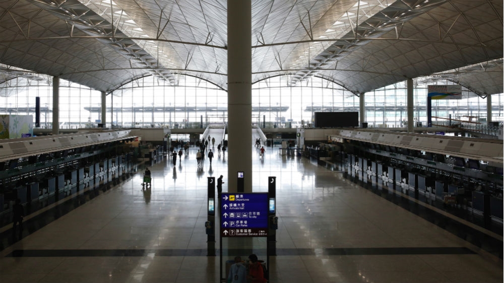 Hong Kong airport is deserted