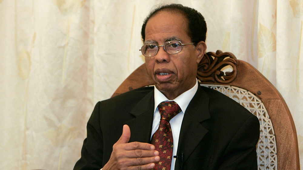 Somalia's Prime Minister Nur Hassan Hussein speaks during an interview at his hotel room in Nairobi November 18, 2008. Hussein said the Somalia government is very match concerned about the pirates in
