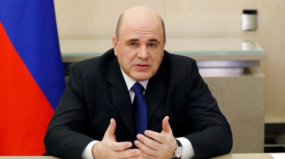 Russian Prime Minister Mishustin chairs a meeting via video link in Moscow