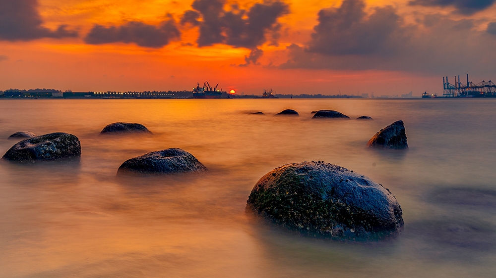 Boulder off coast of Singapore