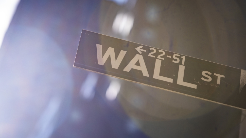 A Wall Street sign is