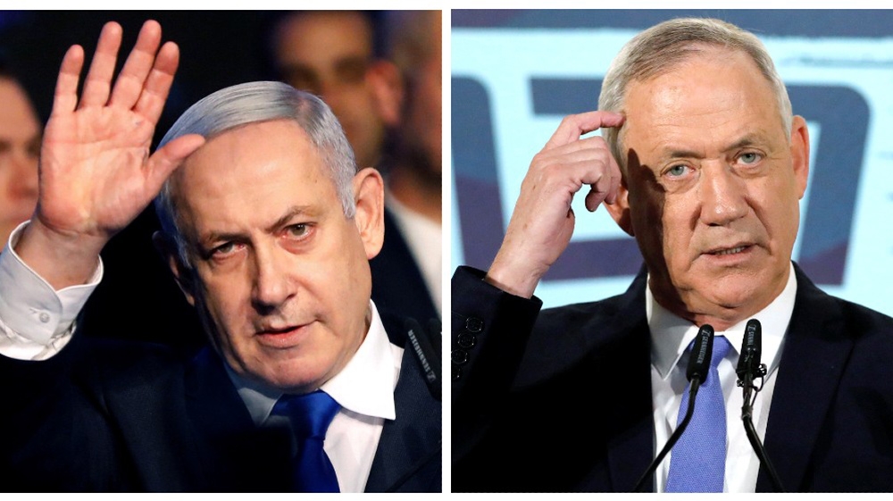 A combination picture shows Israeli Prime Minister Benjamin Netanyahu in Tel Aviv, Israel November 17, 2019, and leader of Blue and White party Benny Gantz in Tel Aviv, Israel November 20, 2019. REUTE