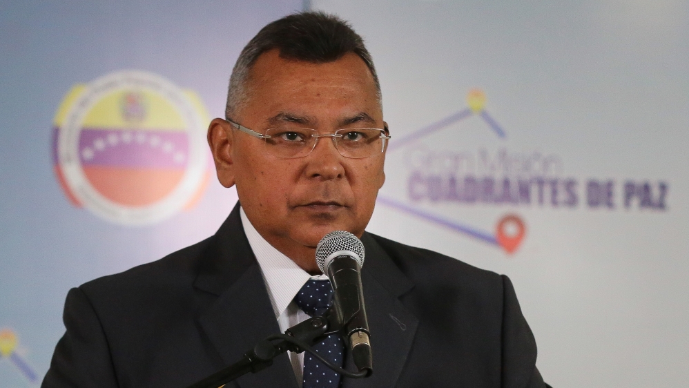 Venezuela''s Interior and Justice Minister Nestor Reverol takes part in a broadcast in Caracas