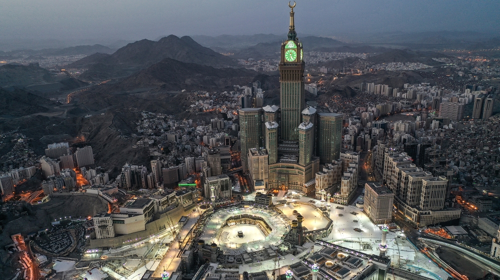 This picture taken on May 24, 2020 during the early hours of Eid al-Fitr, the Muslim holiday which starts at the conclusion of the holy fasting month of Ramadan, shows an aerial view of Saudi Arabia''s