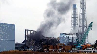 Black smoke rising from reactor number three of the number-one Fukushima Daiichi Nuclear Power Plant in Okuma town in Fukushima Prefecture, Japan on March 21, 2011