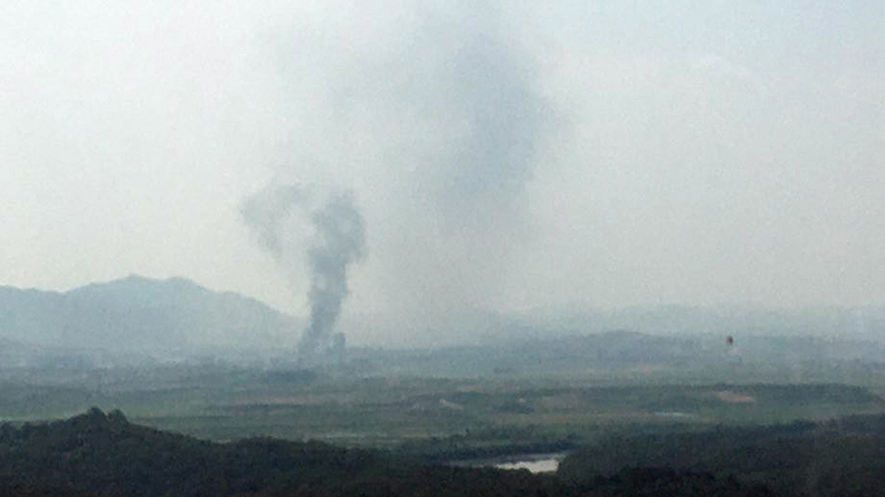 Smoke rise from North Korea''s Kaesong Industrial Complex where an inter-korean liaison office was set up in 2018, as seen from South Korea''s border city of Paju on June 16, 2020. - North Korea blew up