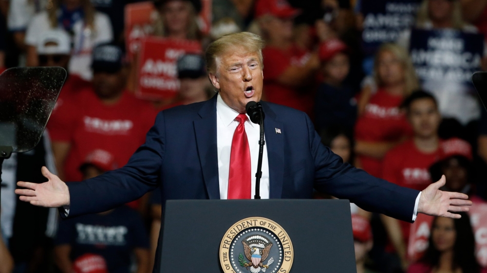 President Donald Trump speaks during a campaign rally in Tulsa