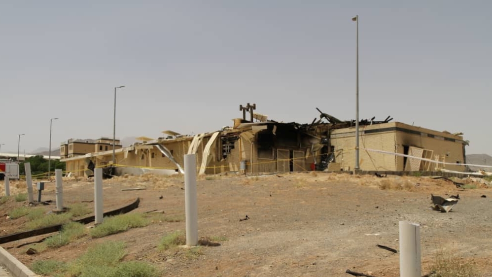 A view of a damage building after a fire broke out at Iran''s Natanz Nuclear Facility, in Isfahan