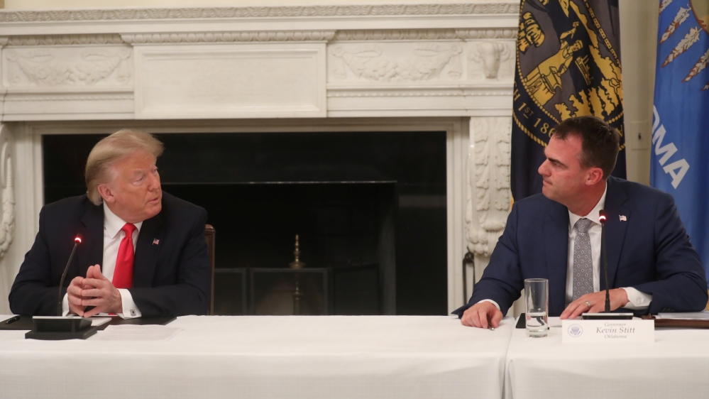 Stitt attended President Donald Trump’s rally in Tulsa last month, which health experts have said likely contributed to a surge in coronavirus cases there