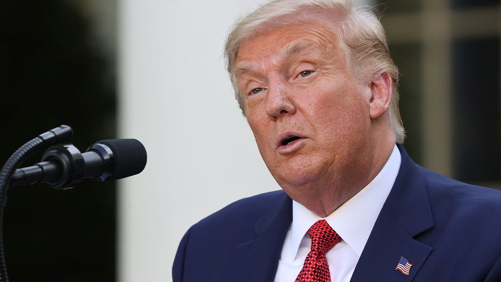 US President Donald Trump said an increase in testing is the cause of rising US COVID cases, speaking at a news conference in the Rose Garden at the White House in Washington, DC on July 14, 2020