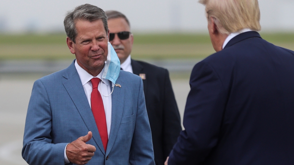 U.S. President Trump arrives at Hartsfield-Jackson Atlanta International Airport in Atlanta, Georgia