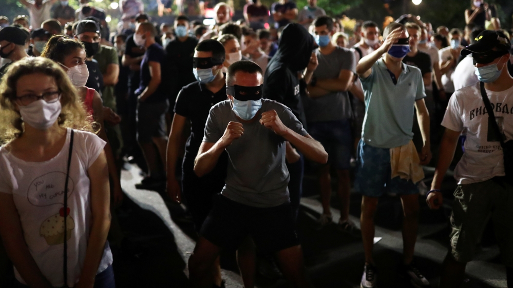 Protests amid the spread of the coronavirus disease (COVID-19) in Belgrade