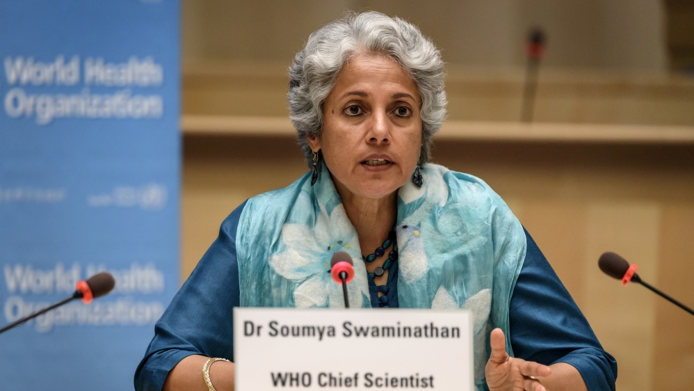 World Health Organization (WHO) Chief Scientist Soumya Swaminathan attending a press conference organised by the Geneva Association of United Nations Correspondents (ACANU). The WHO is working with China to trace the origin of the pandemic
