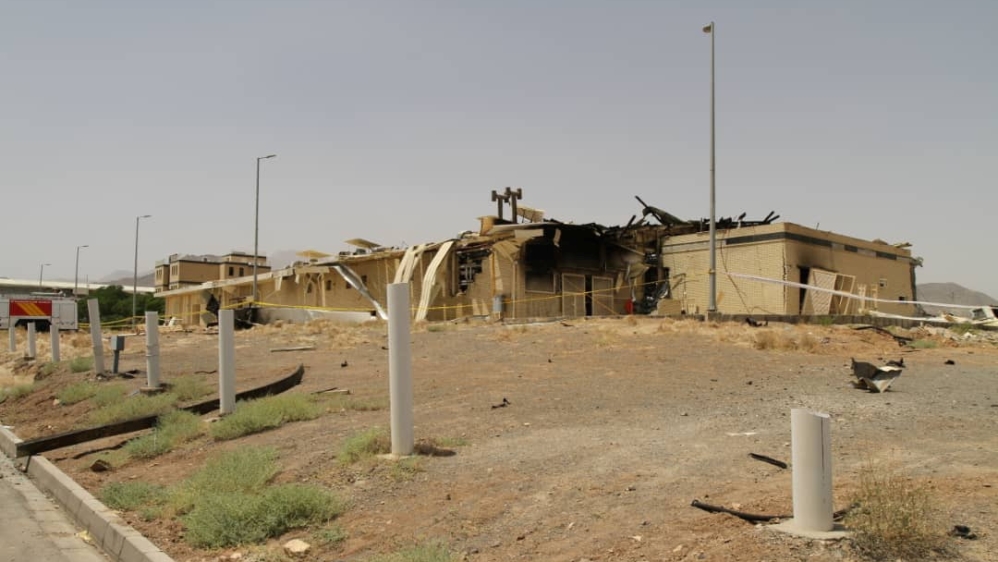 A view of a damage building after a fire broke out at Iran''s Natanz Nuclear Facility, in Isfahan