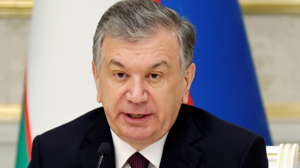 FILE PHOTO: Uzbek president Shavkat Mirziyoyev attends a news conference with his Kazakh counterpart Kassym-Jomart Tokayev in Tashkent, Uzbekistan April 15, 2019. REUTERS/Mukhtar Kholdorbekov/File Photo