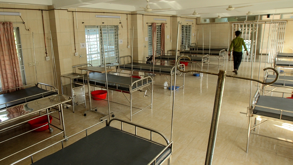 This photograph taken on July 9 shows empty beds in a COVID-19 ward in a hospital set up by Al Manahil Welfare Foundation Chittagong