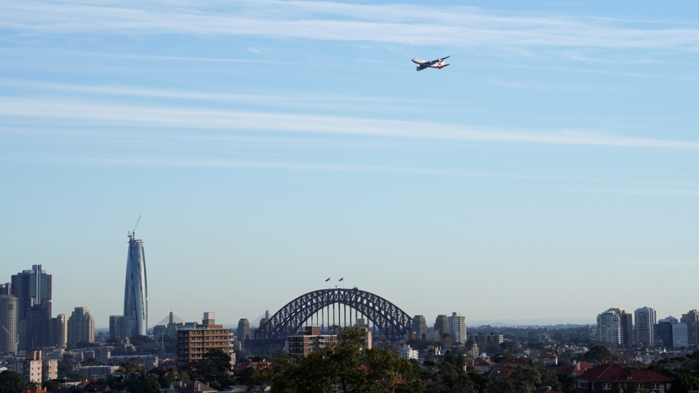 FILE PHOTO: A view shows a Qantas Boeing 747 jumbo jet that departed from Sydney Airport, in Sydney