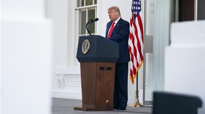 President Donald Trump Deliver Remarks Outside White House