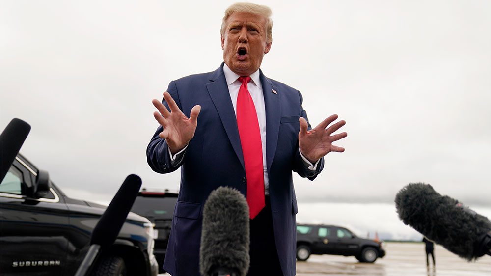 Donald Trump speaks to press 091020