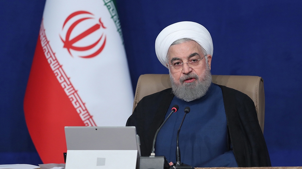 A handout picture provided by the Iranian presidency on September 20, 2020, shows President Hassan Rouhani chairing a cabinet meeting in the capital Tehran. (Photo by - / IRANIAN PRESIDENCY / AFP) / =