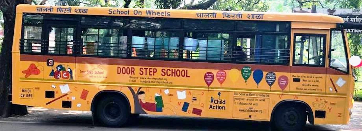 A school-on-wheels bus [Photo courtesy of the Door Step School]