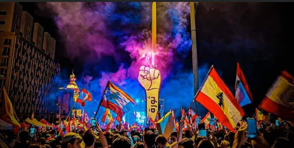 Tarek Chehab, owner of Lebanese design firm Styro 3D, says he is most proud of a nine-metre clenched fist that he put up in Beirut's central Martyrs Square in support of the 2019 October protests [Courtesy: Tarek Chehab/Al Jazeera]