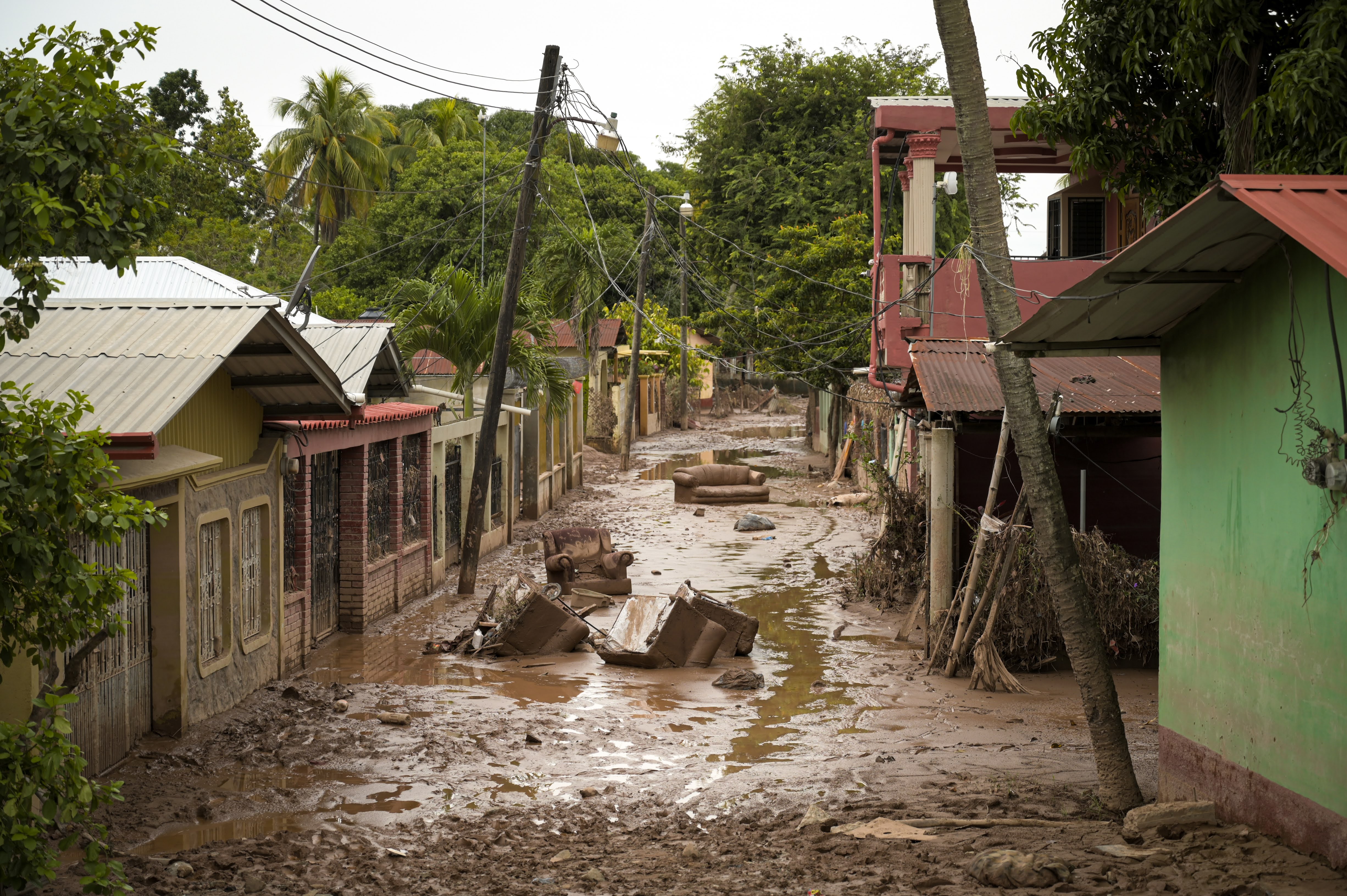Many streets in La Lima, Honduras, still bear witness to the disaster brought on by the Eta and Iota storms that struck the region in November, 2020 [Christian Jepsen/NRC]