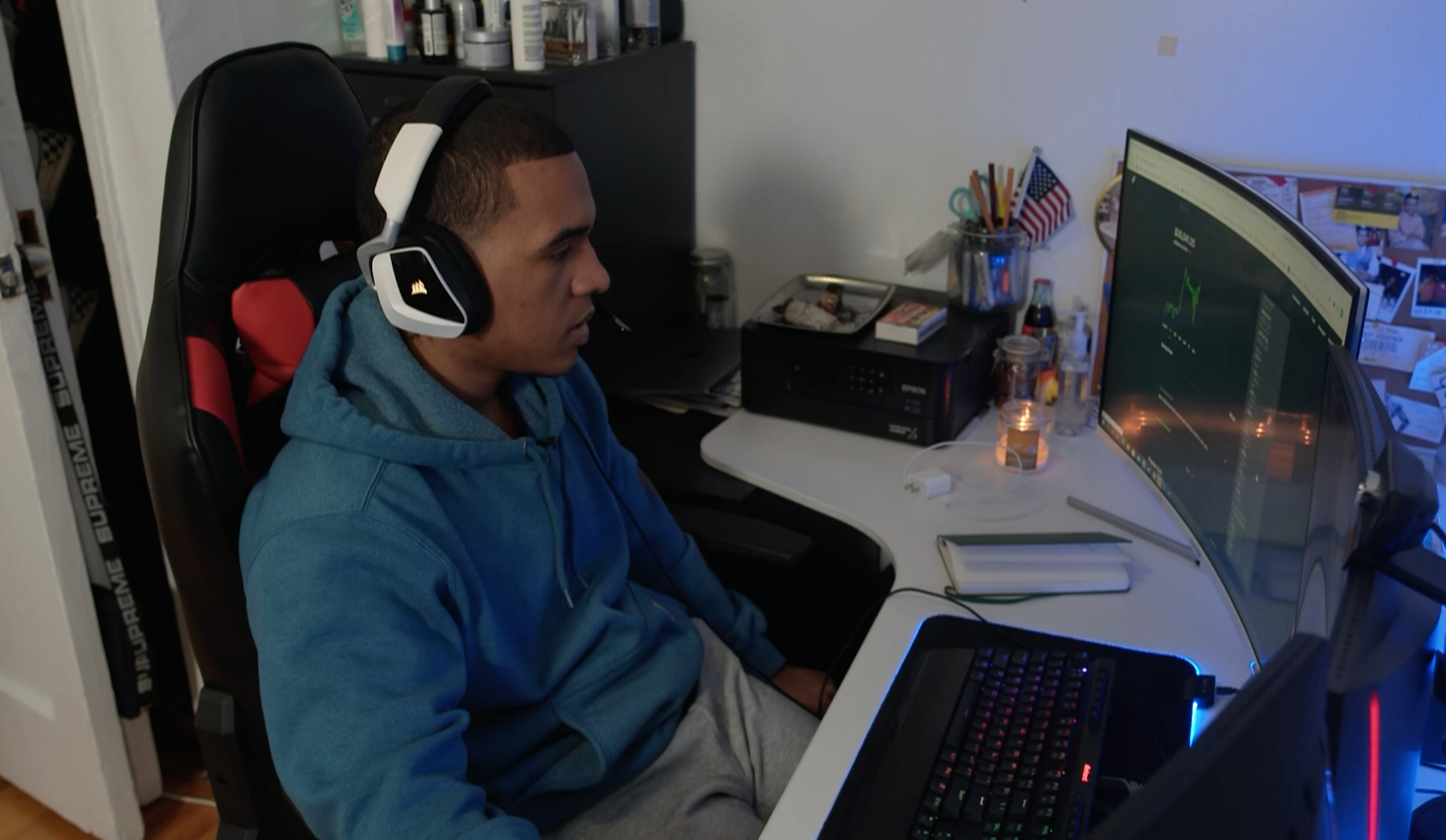 US day trader Pablo Batista, 25, says temporary limits placed by trading platforms on trades in GameStop shares 'left a sour taste in a lot of people's mouths' [Simon Tate/Al Jazeera]